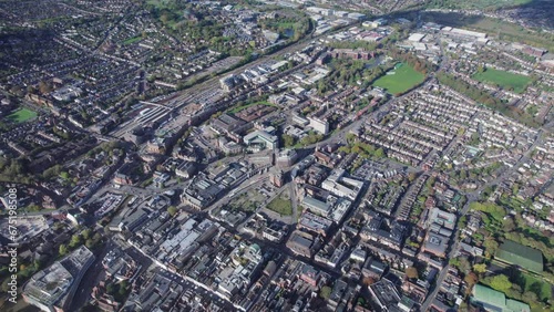 Amazing aerial view of the town center of Guildford, United Kingdom photo