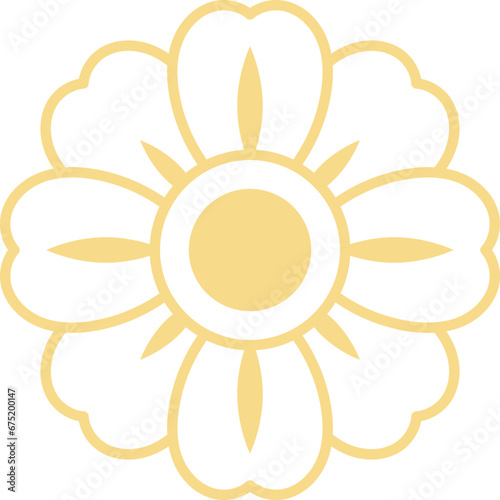 Golden cherry blossom flower outline