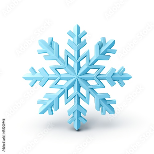 3d style Christmas blue snowflake on white background. Generative AI