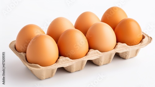 eggs in cardboard box isolated on white background