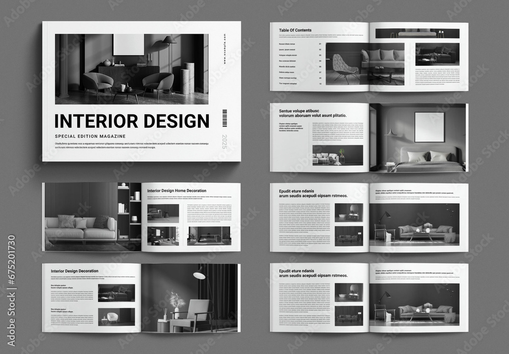 Interior Design Magazine Template Design Layout Landscape 素材庫範本 | Adobe ...