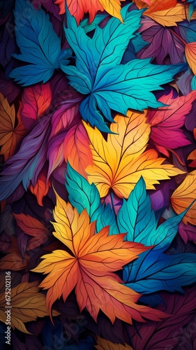 Beautiful graffiti psychedelic abstract autumn leaf Ai generated art