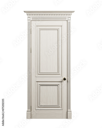 White entrance realistic door isolated or Traditional Wooden Door. png transparency