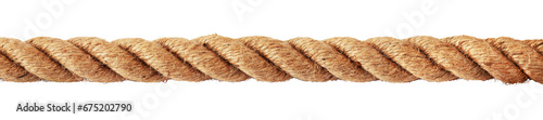 Straight rope isolated on transparent or white background. Close-up. PNG. Panorama. photo