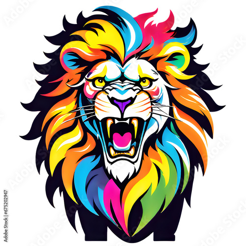 colourful roaring  lion head mascot template   icon   logo on transparent background   png file 