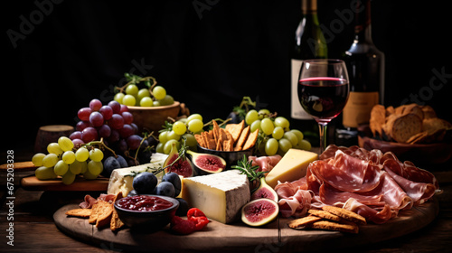 Charcuterie plate with prosciutto salami cheese