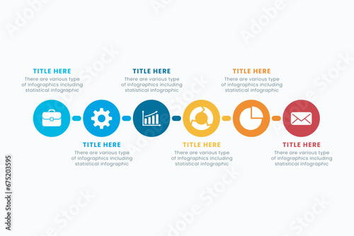Presentation Business Circle Infographic Template With 6 Step Elements Vector Illustration