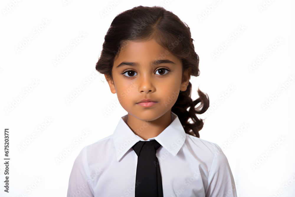 a young girl wearing a white shirt and black tie a young girl wearing a white shirt and black tie