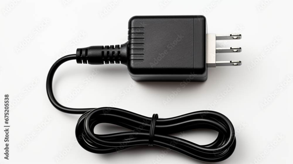 AC to DC adapter on a white background.