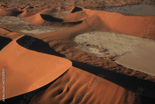 aerial view of red sand desert