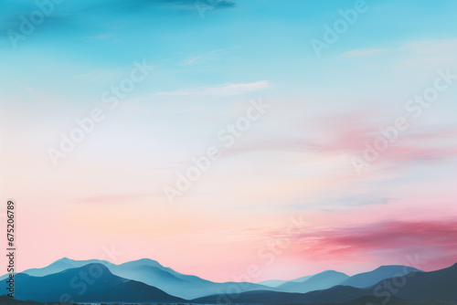 Pastel Dreams: Serene Horizon, Mountains, and Lake in Abstract Minimalist Landscape  © AbstractHeisenberg