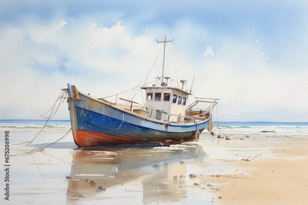 Fishing Boat Trawler Oil Painting Land Sea Scape Artwork Post Impressionist Style With Soft Brushstrokes Stunning Vista Sunset Sunrise Europe Style Illustration Classic masterpiece artist art Fishing Boat Trawler Oil Painting Land Sea Scape Artwork Post Impressionist Style With Soft Brushstrokes Stunning Vista Sunset Sunrise Europe Style Illustration Classic masterpiece artist art