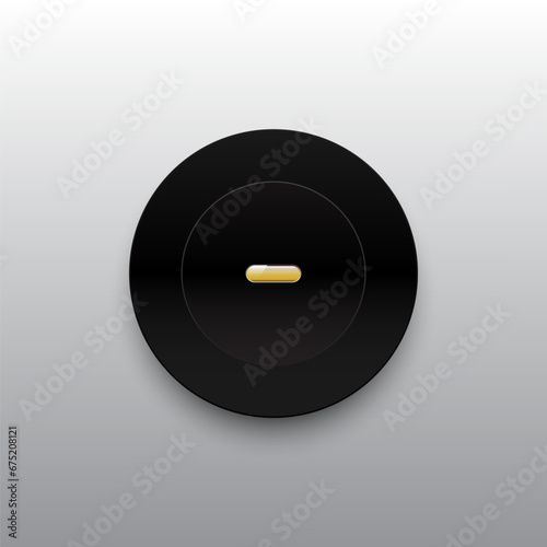 Black button with minus symbol background..