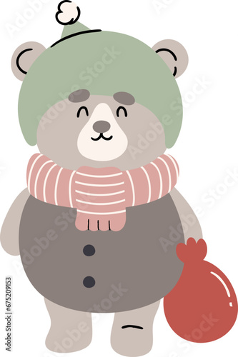 Cute bear with christmas outfits element vector