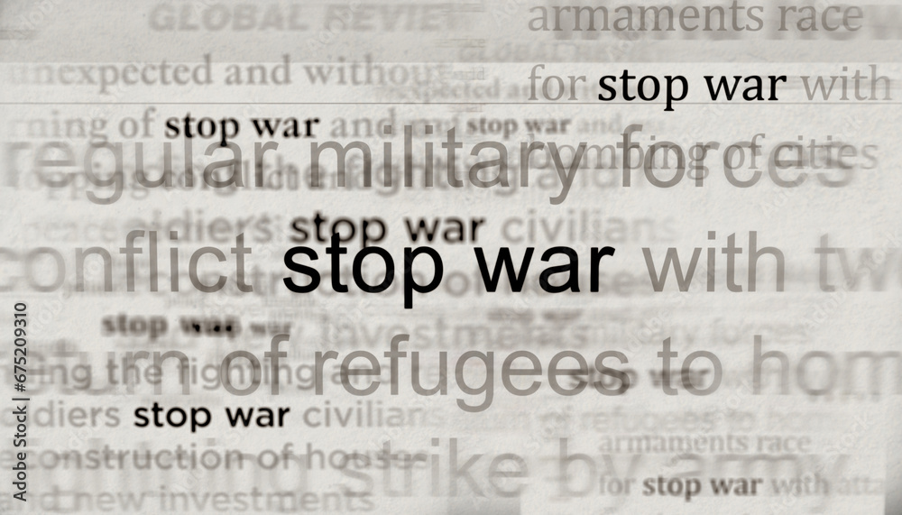 Stop war peace and freedom headline titles media 3d illustration Stop war peace and freedom headline titles media 3d illustration