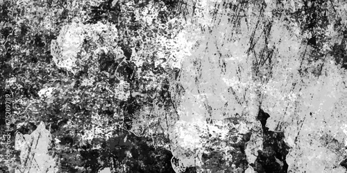 Grunge black and white seamless pattern. Monochrome abstract texture. Background of cracks, scuffs, chips, stains, ink spots, lines. Vintage pattern covering an old object,