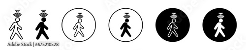 Motion sensor vector icon set. Movement detector sensor symbol in black filled and outlined style.