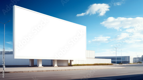 Empty building billboard mock up template poster. Street ad exterior. Modern design outdoor constraction. Ai generative illustration