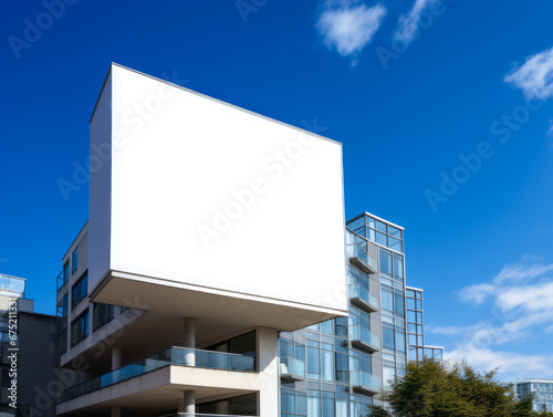 Empty building billboard mock up template poster. Street ad exterior. Modern design outdoor constraction. Ai generative illustration