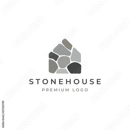 Tableau sur toile Stone house architecture logo icon vector template