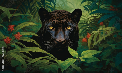 Panther in the jungle  Generative AI