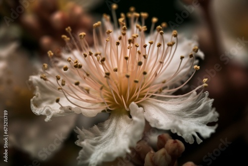 Detailed view of a blooming blossom. Generative AI