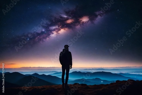 majestic view of  silhouette of a man in the desert ai generated