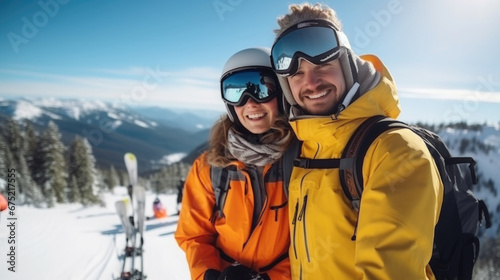 snowboarders, skiers in the mountains, winter snowy slope, sport, active recreation, lifestyle, people, skiing, snowboarding, athlete, portrait, warm clothes, vacation, travel, nature