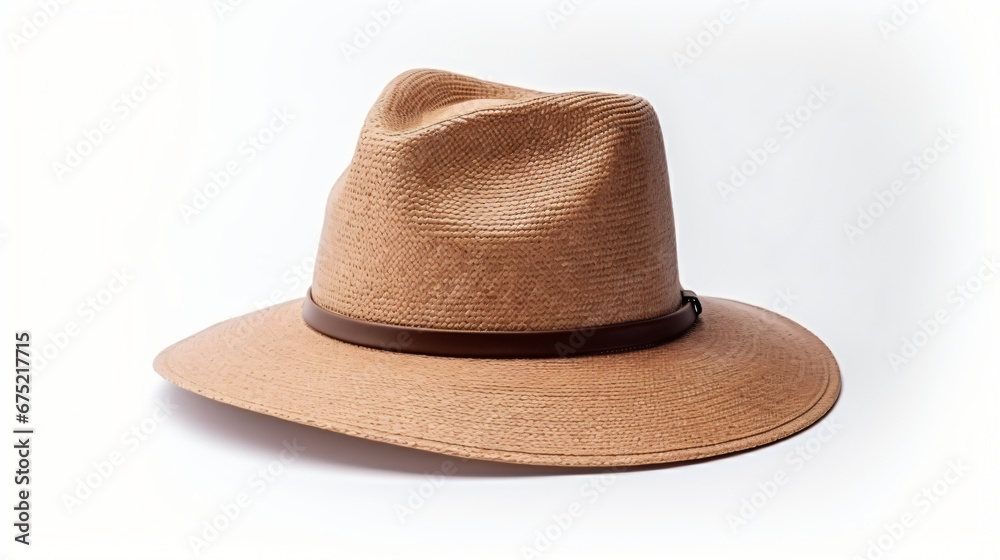 Brown wide brim straw hat