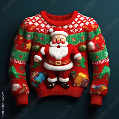 Christmas Ugly Sweater with Santa Claus