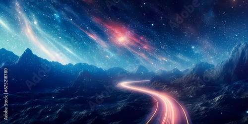 highway winding through space, connecting distant star systems and serving as a cosmic trade route.