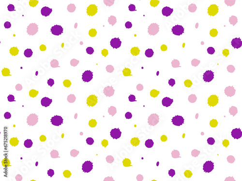 Seamless pattern of drops , splashes of multicolored ink on a white background