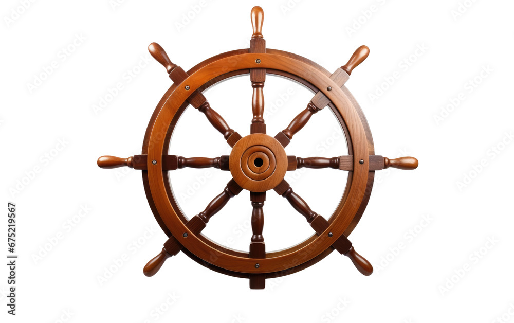 Boat Wooden Steering Wheel on Transparent Background