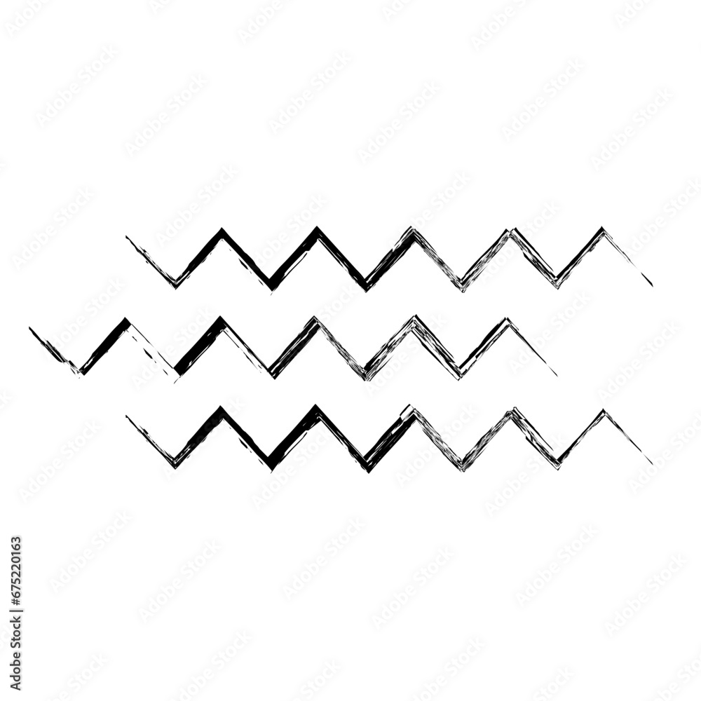 Naklejka premium Zigzag Line Abstract Stroke Hand Drawn Linear Element