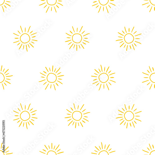 Seamless pattern with yellow sun