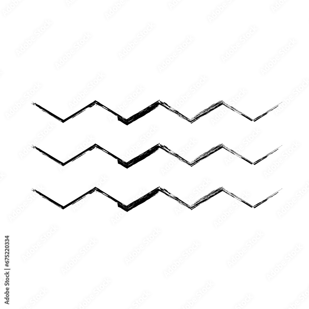 Naklejka premium Zigzag Line Abstract Stroke Hand Drawn Linear Element
