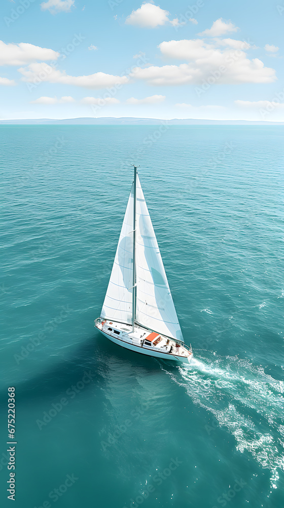 Naklejka premium Sailing boat in the ocean