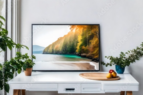 view of the concept of modern living room giving concept of future life ai generated