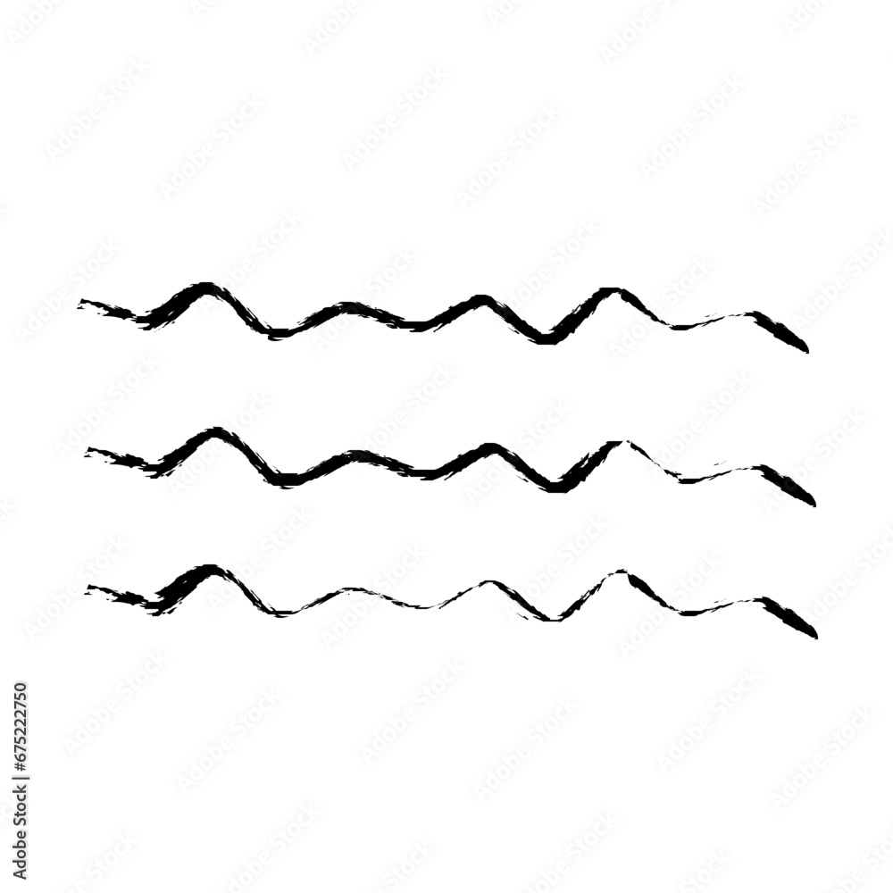 Naklejka premium Zigzag Line Abstract Stroke Hand Drawn Linear Element