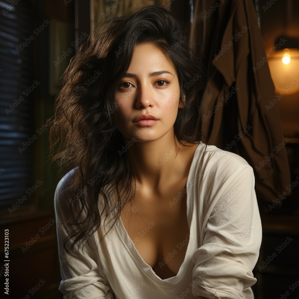 Generative ai illustration of asiatic mid-age woman Generative ai illustration of asiatic mid-age woman
