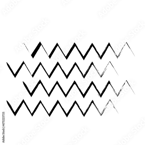 Zigzag Line Abstract Stroke Hand Drawn Linear Element