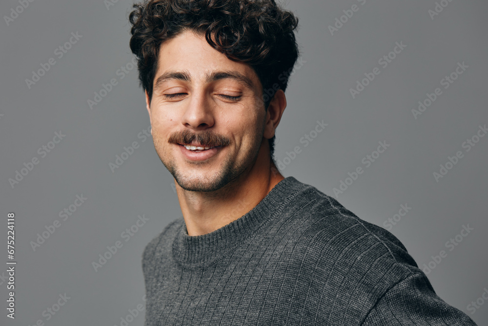 Obraz premium Man face portrait hipster fashion smile