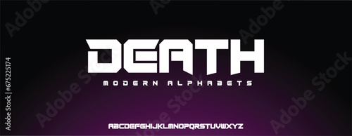 DEATH Abstract sport modern alphabet fonts. Typography technology electronic sport digital game music future creative font. vector illustration photo
