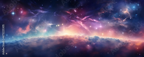 Galaxy with stars and nebula vibrant magic background Generative AI 