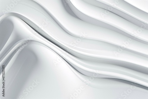 Abstract wallpaper: white undulating lines. Light render with copy-space. Generative AI
