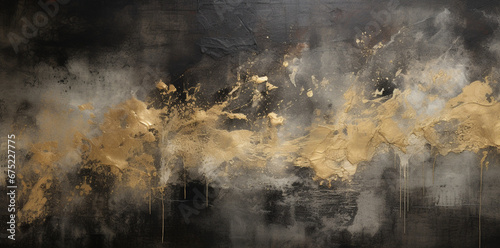 Abstract Golden Explosion on Dark Canvas