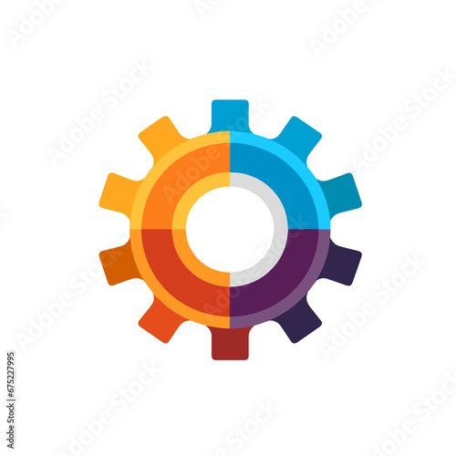 Energy company filled coorful logo. Cogwheel simple icon. Reliability business value. Design element. Created with artificial intelligence. Ai art for corporate branding, application