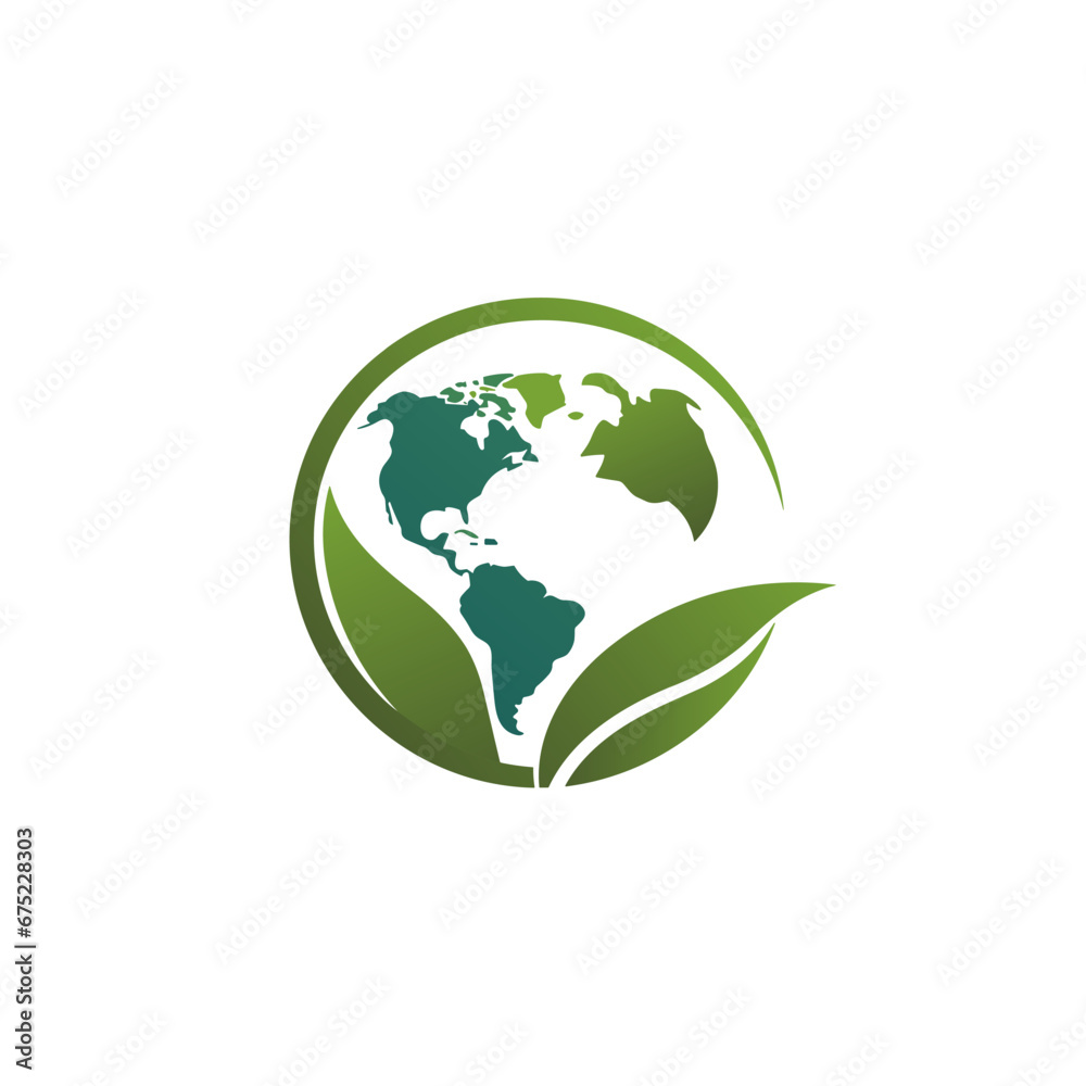 Electric utility company gradient line logo. Planet with leaves simple icon. Sustainable business value. Design element. Created with artificial intelligence. Ai art for corporate branding