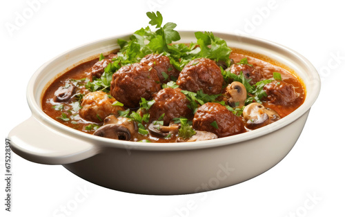 Traditional Bouilli Meatball Dish on isolated background