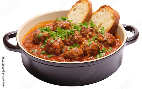 Hearty Quebec Meatball Stew on isolated background